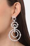 Tizora_White Faux Diamonds Tiered Circle Motif Danglers _Online_at_Aza_Fashions