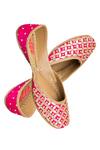 Shop_Imlee Jaipur_Pink Embroidered Sitare Lattice Work Juttis _at_Aza_Fashions
