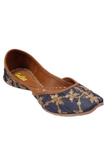 Imlee Jaipur_Blue Sequin And Dori Embroidered Juttis _Online_at_Aza_Fashions