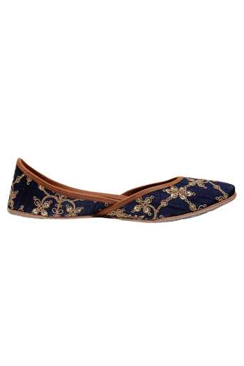 Buy_Imlee Jaipur_Blue Sequin And Dori Embroidered Juttis _Online_at_Aza_Fashions