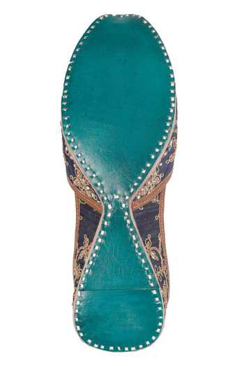 Shop_Imlee Jaipur_Blue Sequin And Dori Embroidered Juttis _Online_at_Aza_Fashions
