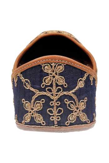 Imlee Jaipur_Blue Sequin And Dori Embroidered Juttis _at_Aza_Fashions