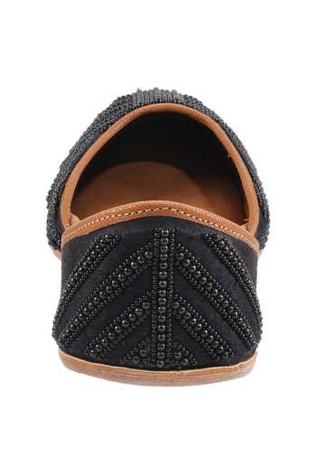Imlee Jaipur_Black Embroidered Bead Juttis _at_Aza_Fashions