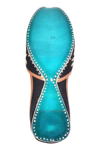 Shop_Imlee Jaipur_Black Embroidered Leaf Zari Juttis _Online_at_Aza_Fashions