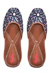 Buy_Imlee Jaipur_Blue Suede Mirror Embroidered Juttis_at_Aza_Fashions