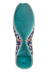 Imlee Jaipur_Blue Suede Mirror Embroidered Juttis_at_Aza_Fashions