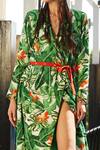 Buy_Esha L Amin_Green Crepe Leaf Motifs V Neck Printed Blazer Dress_Online_at_Aza_Fashions
