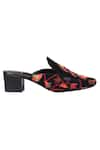 Shop_Kaltheos_Black Printed Nicole Velvet Block Heels _Online_at_Aza_Fashions