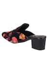 Kaltheos_Black Printed Nicole Velvet Block Heels _at_Aza_Fashions