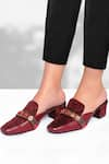 Buy_Kaltheos_Maroon Printed Nicole Suede Mules _at_Aza_Fashions