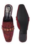 Shop_Kaltheos_Maroon Printed Nicole Suede Mules _at_Aza_Fashions