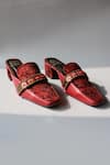 Shop_Kaltheos_Maroon Printed Nicole Suede Mules _Online_at_Aza_Fashions