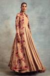 Buy_Nikita Mhaisalkar_Peach Anarkali Double Georgette, Churidar Lycra Net, Embroidered And Set _at_Aza_Fashions