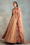 Nikita Mhaisalkar_Peach Anarkali Double Georgette, Churidar Lycra Net, Embroidered And Set _Online_at_Aza_Fashions