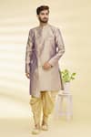 Buy_Arihant Rai Sinha_Purple Art Banarasi Silk Woven Floral Sherwani Set _at_Aza_Fashions