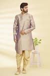Buy_Arihant Rai Sinha_Purple Art Banarasi Silk Woven Floral Sherwani Set _Online_at_Aza_Fashions