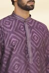 Shop_Arihant Rai Sinha_Purple Dupion Art Silk Printed Geometric Pattern Kurta _Online_at_Aza_Fashions