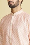 Shop_Arihant Rai Sinha_Pink Art Banarasi Silk Printed Floral Kurta Set _Online_at_Aza_Fashions