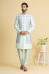 Buy_Arihant Rai Sinha_Green Art Banarasi Silk Printed Floral Sherwani Set _at_Aza_Fashions