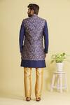 Shop_Arihant Rai Sinha_Blue Art Banarasi Silk Floral Print Bandhgala Set_at_Aza_Fashions
