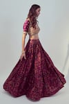 Shop_Drishti & Zahabia_Purple Dupion Silk And Net Embroidery Dori & Sequin Work Sweetheart Lehenga Set _at_Aza_Fashions