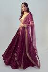 Buy_Drishti & Zahabia_Purple Dupion Silk And Net Embroidery Dori & Sequin Work Sweetheart Lehenga Set _Online_at_Aza_Fashions