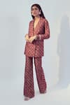 Drishti & Zahabia_Purple Dupion Silk Floral Lapel Collar Jacket Pant Set _Online_at_Aza_Fashions