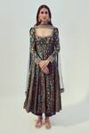 Buy_Drishti & Zahabia_Blue Dupion Silk Floral Scoop Neck Anarkali Set _Online_at_Aza_Fashions