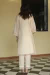 Shop_Begum Pret_White Kurta: Chanderi Embroidered Floral Motifs Kira And Pant Set For Women_at_Aza_Fashions