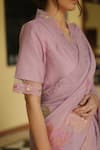 Shop_Begum_Purple Chanderi Applique Floral Motifs V Neck Esme Saree With Blouse _Online_at_Aza_Fashions