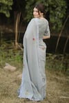 Shop_Begum_Grey Saree Handloom Kota Embroidered Floral Alaia With Blouse  _at_Aza_Fashions