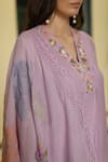 Buy_Begum_Purple Kurta And Dupatta Chanderi Applique Floral Motifs V Neck Fiza Work Set _Online_at_Aza_Fashions