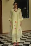 Buy_Begum Pret_Yellow Chanderi Sweet Pea Embroidered Kurta And Pant Set_at_Aza_Fashions