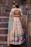 Shop_Shweta Aggarwal_Peach Georgette And Chinon Chiffon, Pure Raw Silk Embroidered Bridal Lehenga Set _at_Aza_Fashions