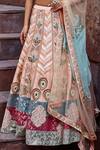 Shweta Aggarwal_Peach Georgette And Chinon Chiffon, Pure Raw Silk Embroidered Bridal Lehenga Set _at_Aza_Fashions