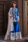 Buy_Shweta Aggarwal_Blue Crepe And Georgette, Raw Silk Zardozi Embroidered Kurta Sharara Set _at_Aza_Fashions