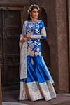 Shweta Aggarwal_Blue Crepe And Georgette, Raw Silk Zardozi Embroidered Kurta Sharara Set _Online_at_Aza_Fashions