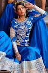 Shweta Aggarwal_Blue Crepe And Georgette, Raw Silk Zardozi Embroidered Kurta Sharara Set _at_Aza_Fashions