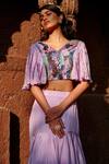 Shop_Shweta Aggarwal_Purple Natural Crepe And Self Georgette Sequin & Embroidered Crop Top & Skirt Set _Online_at_Aza_Fashions