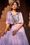 Shweta Aggarwal_Purple Natural Crepe And Self Georgette Sequin & Embroidered Crop Top & Skirt Set _at_Aza_Fashions