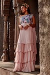 Shop_Shweta Aggarwal_Pink Crepe Embroidered Tunic Sharara Set_at_Aza_Fashions