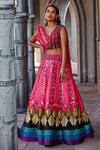 Shweta Aggarwal_Pink Mysore And Net, Pure Raw Cutdana, Bead & Embroidered Lehenga Set _Online_at_Aza_Fashions
