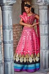 Buy_Shweta Aggarwal_Pink Mysore And Net, Pure Raw Cutdana, Bead & Embroidered Lehenga Set _Online_at_Aza_Fashions