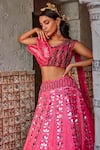 Shweta Aggarwal_Pink Mysore And Net, Pure Raw Cutdana, Bead & Embroidered Lehenga Set _at_Aza_Fashions
