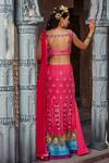 Shop_Shweta Aggarwal_Pink Georgette, Pure Raw Silk And Net Embroidered Pre-draped Saree With Blouse _at_Aza_Fashions