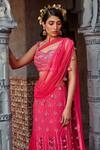 Shweta Aggarwal_Pink Georgette, Pure Raw Silk And Net Embroidered Pre-draped Saree With Blouse _at_Aza_Fashions