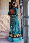 Shop_Shweta Aggarwal_Green Pure Raw Silk And Viscose Satin Lycra Embroidery Anarkali With Trousers _at_Aza_Fashions