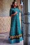 Shweta Aggarwal_Green Pure Raw Silk And Viscose Satin Lycra Embroidery Anarkali With Trousers _Online_at_Aza_Fashions