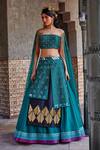 Shop_Shweta Aggarwal_Green Organza And Pure Raw Silk Cutdana, Bead & Sequin Embroidered Lehenga Set _at_Aza_Fashions