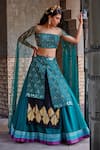 Buy_Shweta Aggarwal_Green Organza And Pure Raw Silk Cutdana, Bead & Sequin Embroidered Lehenga Set _Online_at_Aza_Fashions